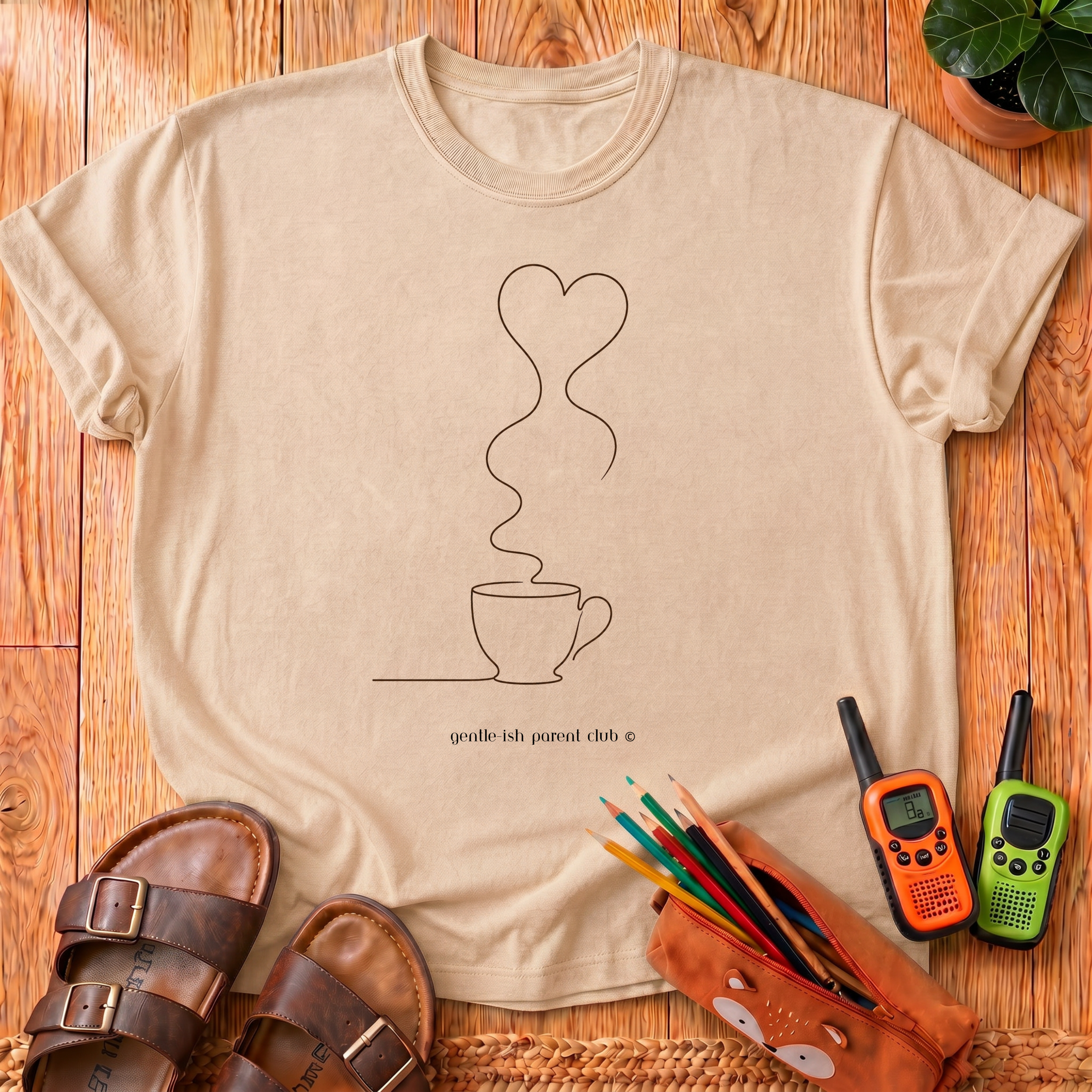 Coffee Heart Line Art T-Shirt