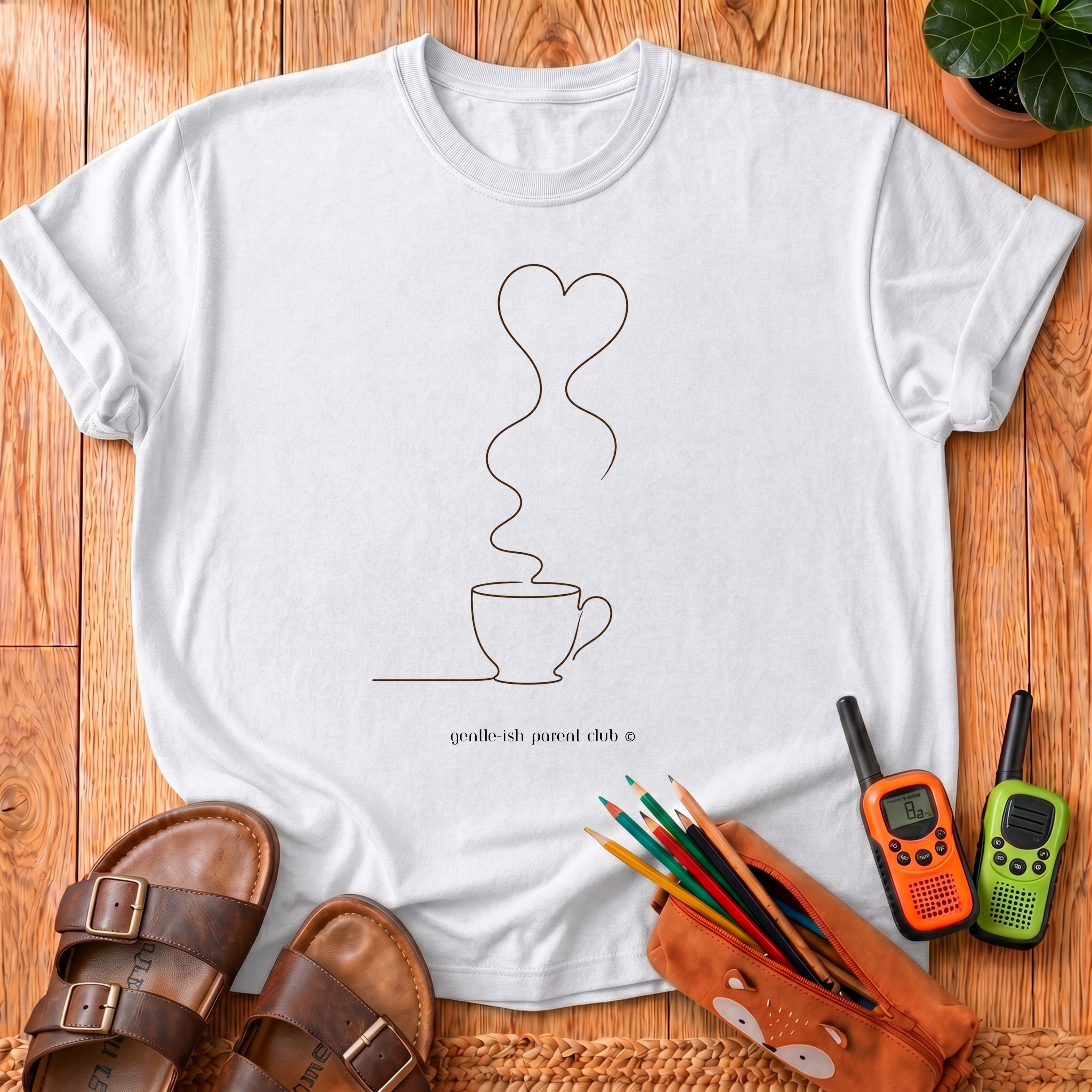 Coffee Heart Line Art T-Shirt